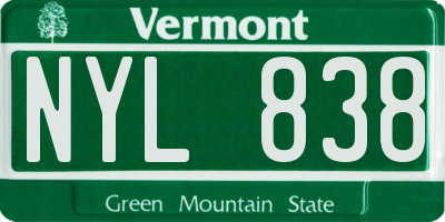 VT license plate NYL838