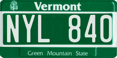 VT license plate NYL840
