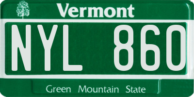 VT license plate NYL860