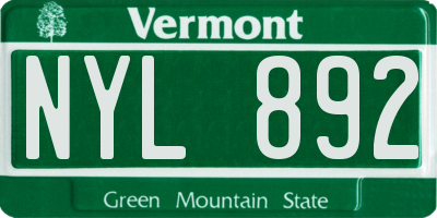 VT license plate NYL892