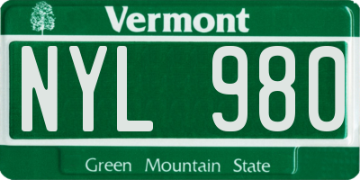 VT license plate NYL980