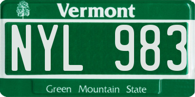 VT license plate NYL983