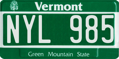 VT license plate NYL985