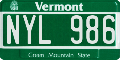 VT license plate NYL986