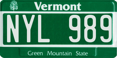 VT license plate NYL989