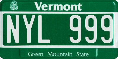 VT license plate NYL999