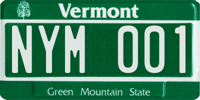 VT license plate NYM001