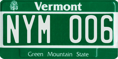 VT license plate NYM006