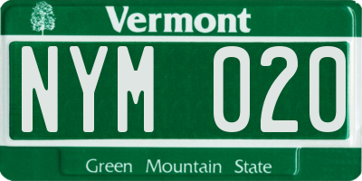 VT license plate NYM020