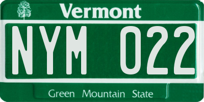 VT license plate NYM022