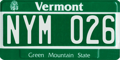 VT license plate NYM026