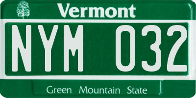 VT license plate NYM032