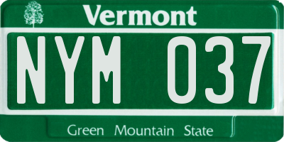VT license plate NYM037