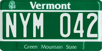 VT license plate NYM042