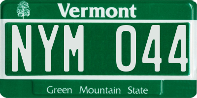VT license plate NYM044
