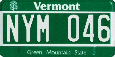 VT license plate NYM046