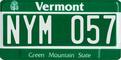 VT license plate NYM057