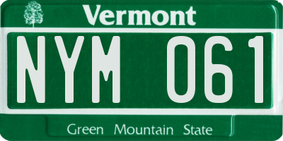 VT license plate NYM061