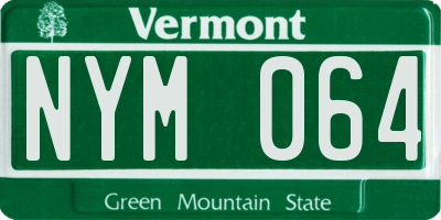 VT license plate NYM064