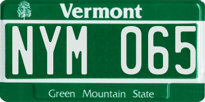 VT license plate NYM065