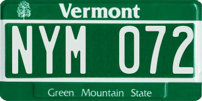 VT license plate NYM072