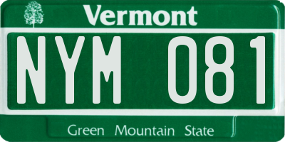 VT license plate NYM081
