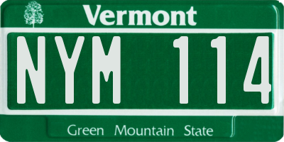 VT license plate NYM114