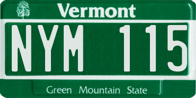 VT license plate NYM115