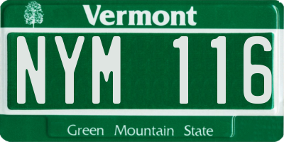 VT license plate NYM116