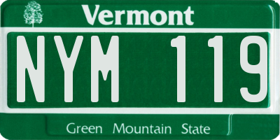 VT license plate NYM119
