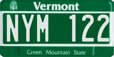VT license plate NYM122