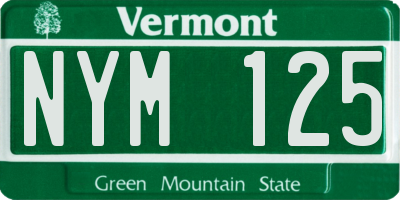 VT license plate NYM125