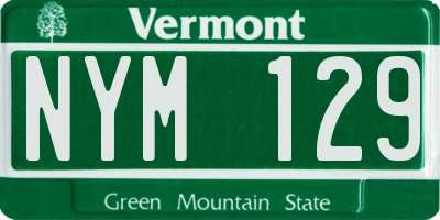 VT license plate NYM129