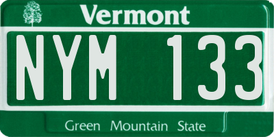 VT license plate NYM133