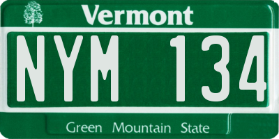 VT license plate NYM134