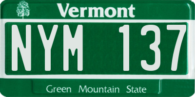 VT license plate NYM137