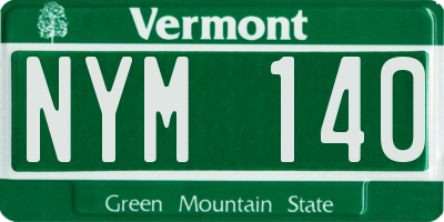 VT license plate NYM140