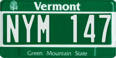 VT license plate NYM147