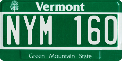 VT license plate NYM160
