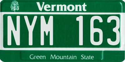 VT license plate NYM163