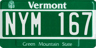 VT license plate NYM167