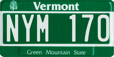 VT license plate NYM170