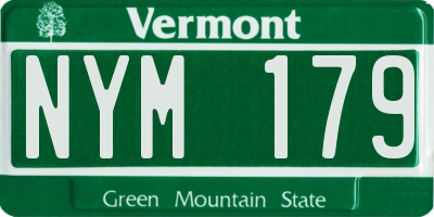 VT license plate NYM179