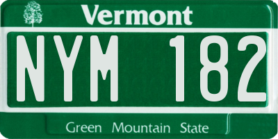 VT license plate NYM182