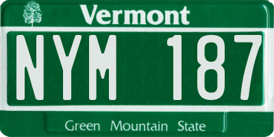 VT license plate NYM187
