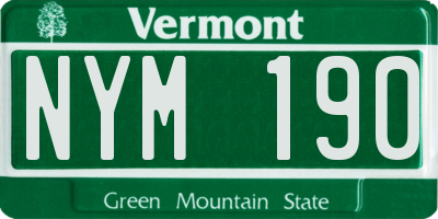 VT license plate NYM190