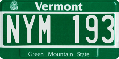 VT license plate NYM193