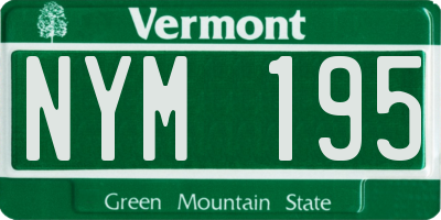 VT license plate NYM195