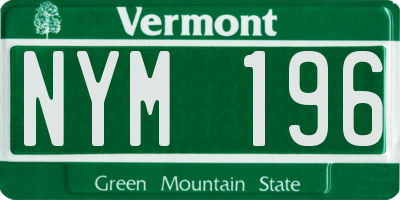 VT license plate NYM196