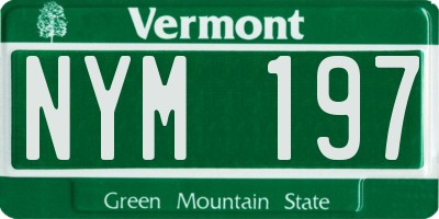 VT license plate NYM197